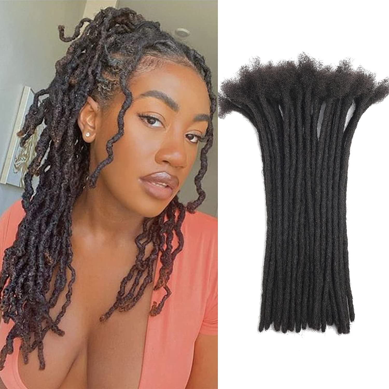 Loc Extension Human Hair 12 Inch 0.6cm Width 100% Permanent Huamn Hair Dreadlocks Extension Can Be Dyed Bleached Curled Handmade