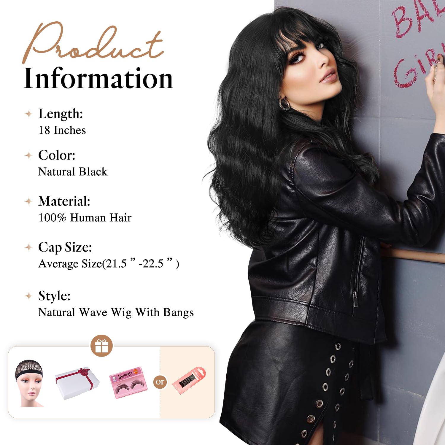 Wiger Natural Wave Human Hair Wigs With Bangs Upgraded Hairline Black Loose Wavy Hair For Women Lace Part Wig Brazilian Virgin H