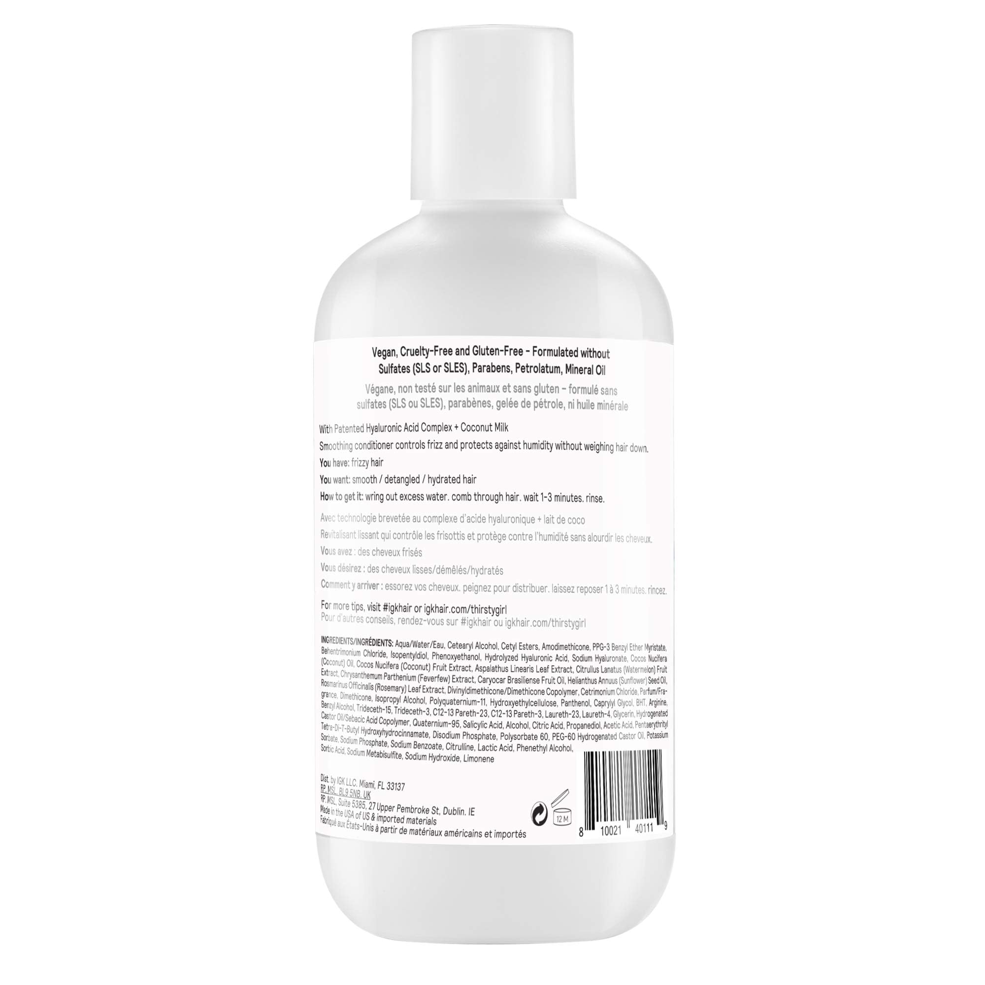 Igk Thirsty Girl Coconut Milk Anti-Frizz Conditioner | Softer + Smoother + Frizz-Free | Vegan + Cruelty Free | 8 Oz