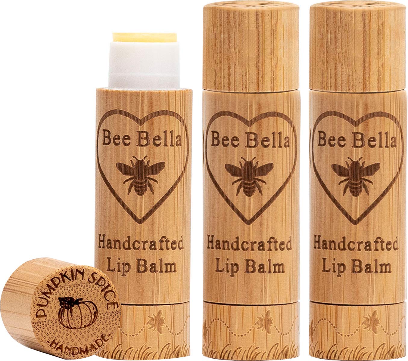 Bee Bella Lip Balm Pumpkin Spice (3 Pack)- With Beeswax, Coconut Oil, Jojoba Oil, Vitamin E Oil, Argan Oil And More For Soft And