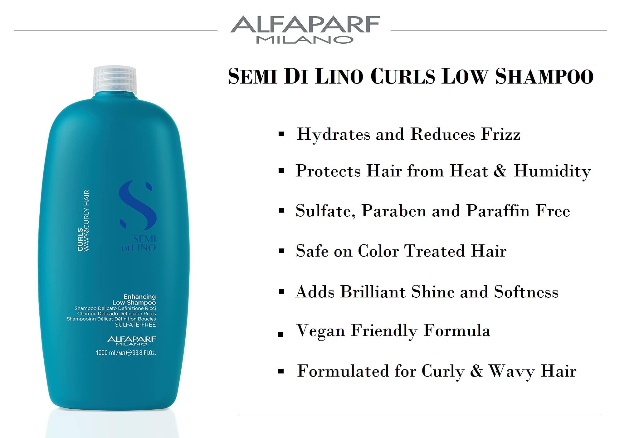 Alfaparf Milano Semi Di Lino Curls Enhancing Sulfate Free Shampoo For Wavy And Curly Hair - Hydrates And Nourishes - Reduces Fri