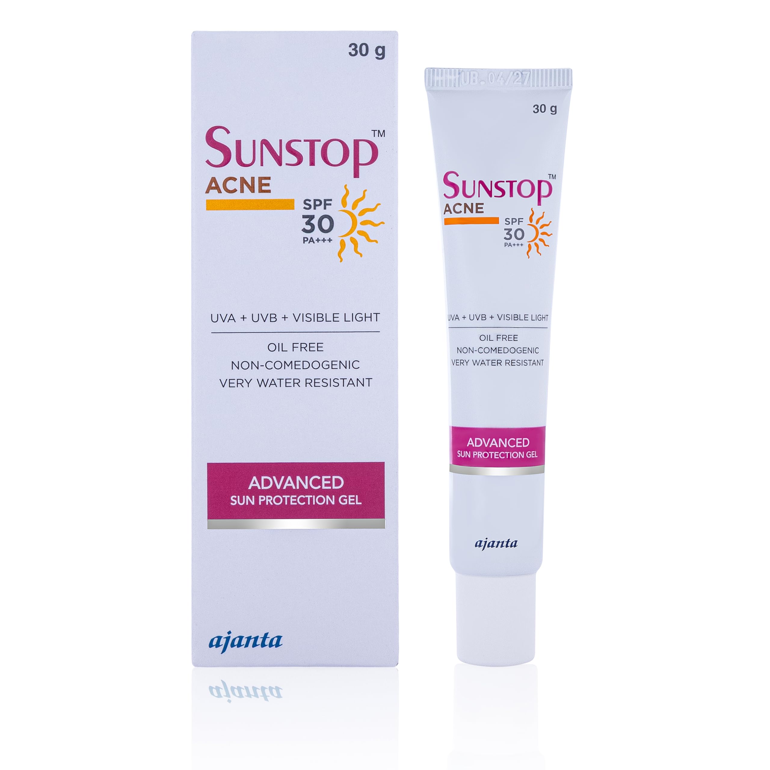 SUNSTOP Acne Gel SPF  MatteFinish, OilControl Sunscreen for Oily/AcneProne Skin (Titanium Dioxide, Tinosorb S)  NonComedog