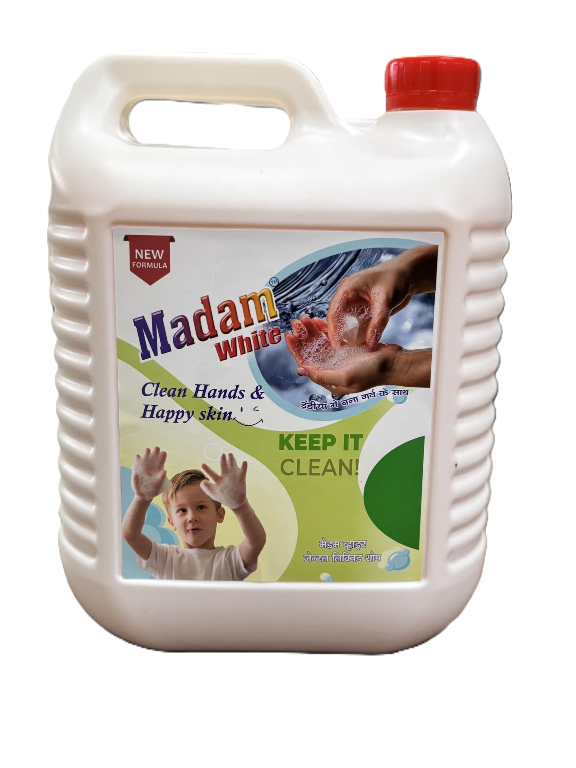 Madam White Original Fresh Hygiene Liquid Soap (Handwash)  5 Litre Refill Can | Orange Colour | Gentle On Hands | Protects From