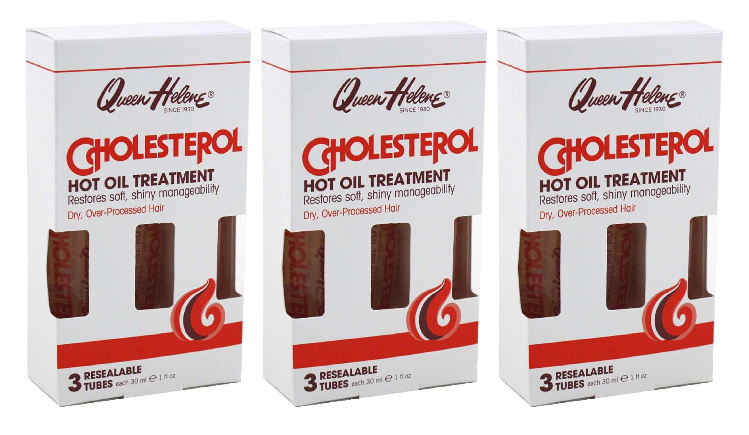 Queen Helene Cholesterol Hot Oil Treatment 3 Count - 1 Ounce Tubes (30ml) (Pack of 3)