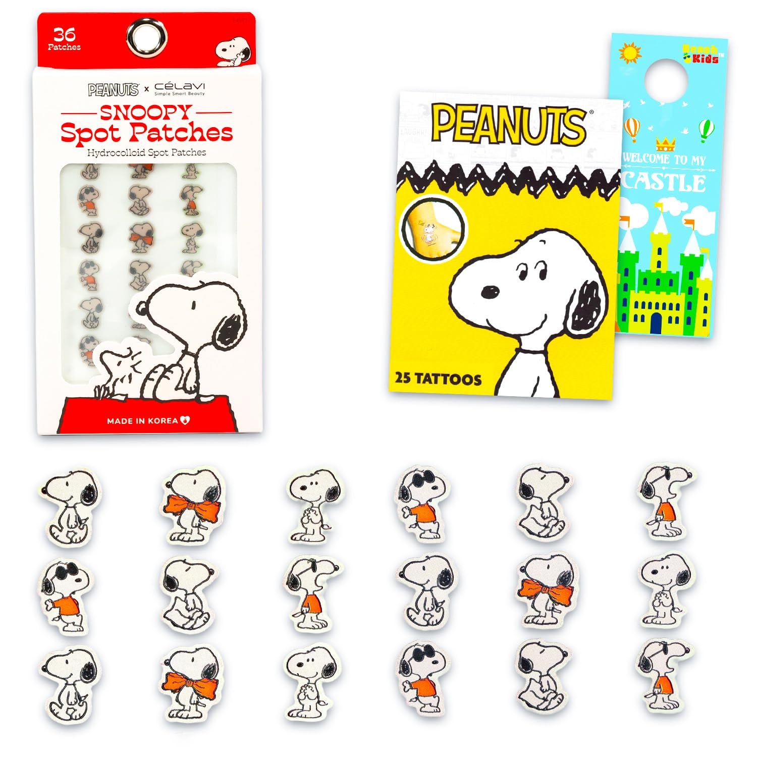 Peanuts Pimple Patches Pack  Bundle with 32 Snoopy Shaped Hydrocolloid Blemish Patches Made in Korea to Conceal and Heal Acne S