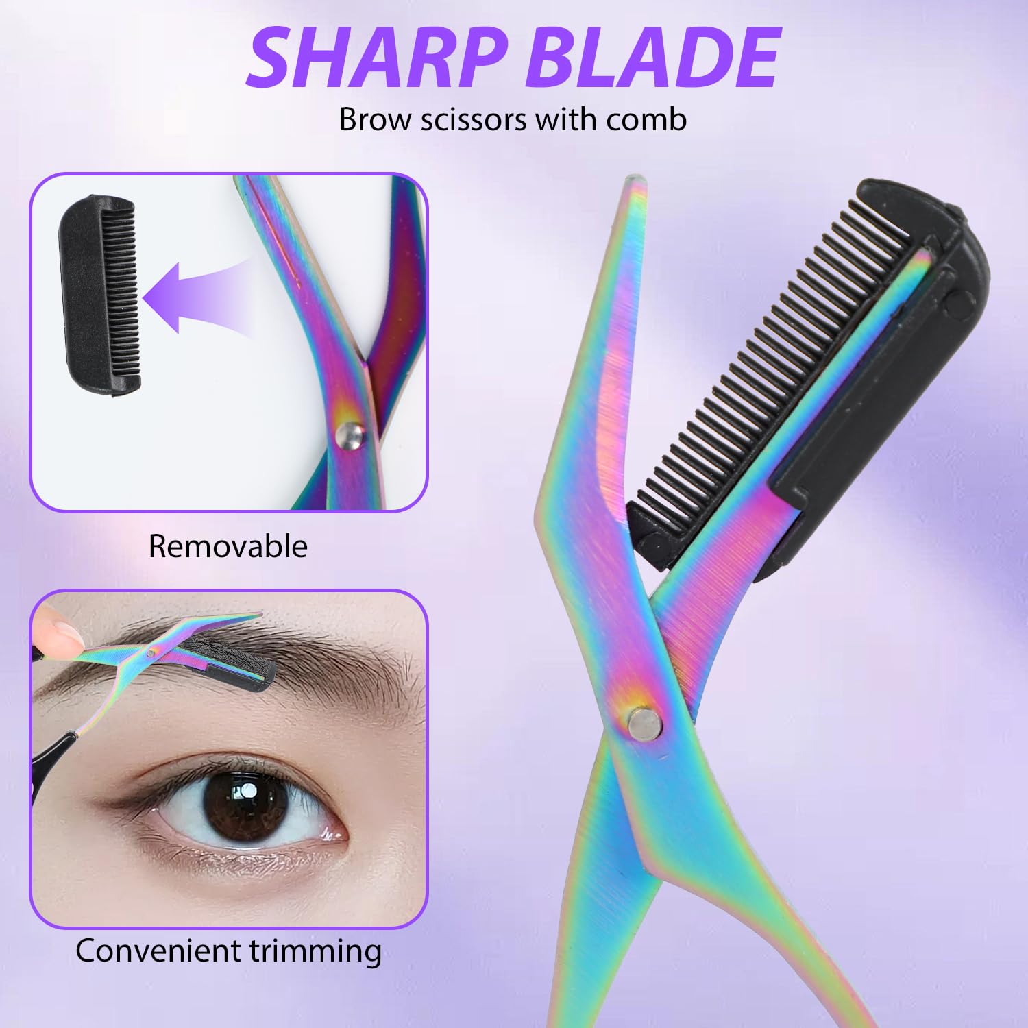 3Pcs Eyebrow Trimmer Scissor, 2024 New Non-Slip Eyebrow Cutter Hair Removal Eyebrow Scissors Makeup Tool, Eyebrow Scissors With