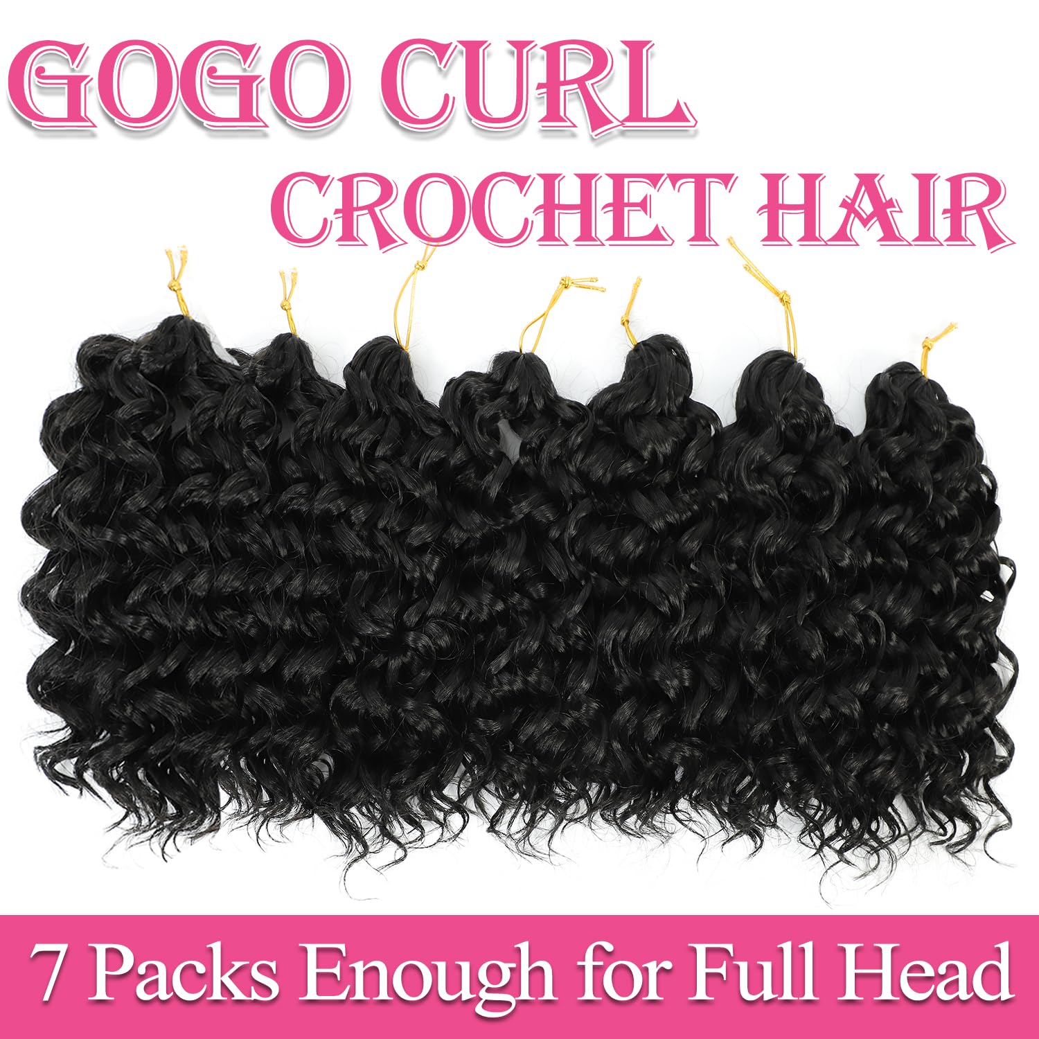 Gogo Curl Crochet Hair 10 Inch 7 Packs Short Curly Crochet Hair For Blcak Women - Beach Curl Crochet Hair - Deep Wave Crochet Ha