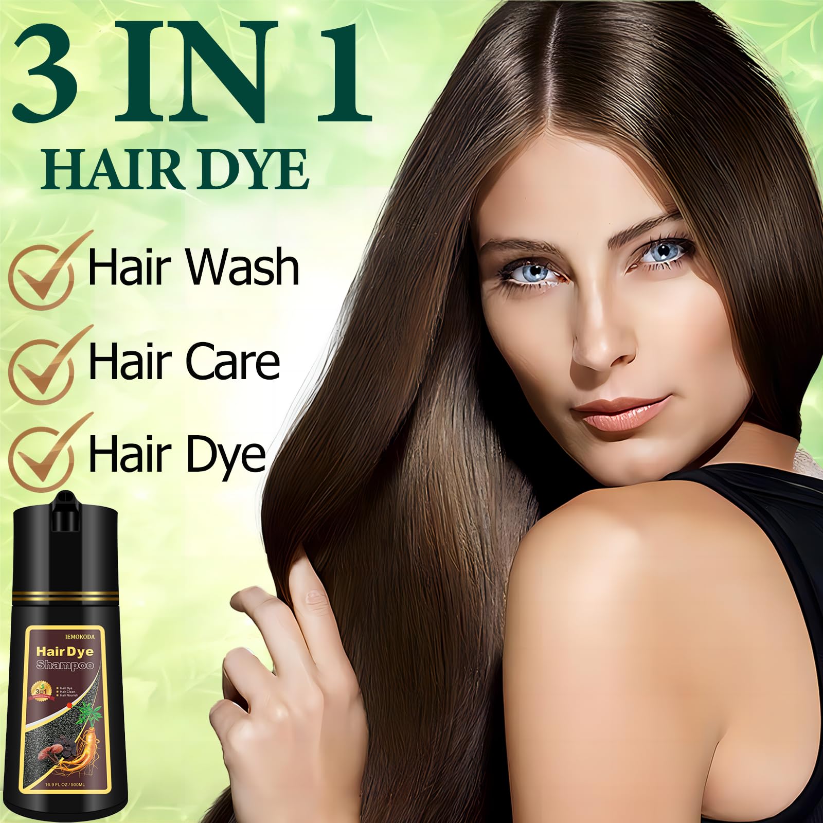 Nceprohr Light Brown Hair Color 3 In 1 - Instant Herbal Hair Dye For Natural Long-Lasting Color, Easy To Use Shampoo For Women &