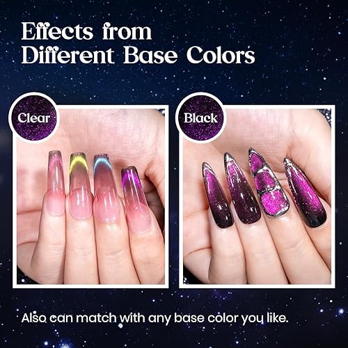 Mizhse 9D Cat Eye Gel Nail Polish, 8 Colors Upgraded Magnetic Gel Polish Kit With Magnet Stick, Galaxy Chameleon Effect Silky Ca