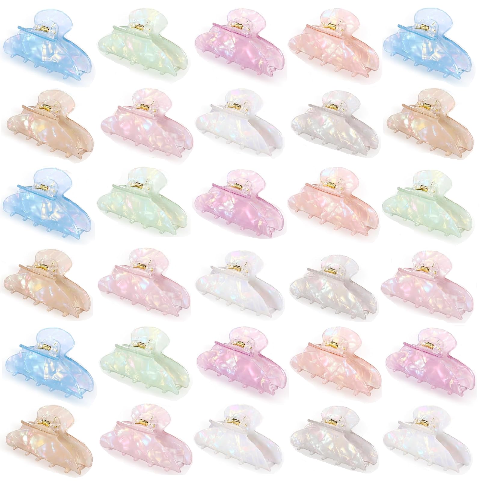 Yuxung 32 Pcs Large Acrylic Hair Claw Clips Bulk for Women Cute Non Slip Claw Clips for Thick and Thin Hair (Mermaid Color 2)