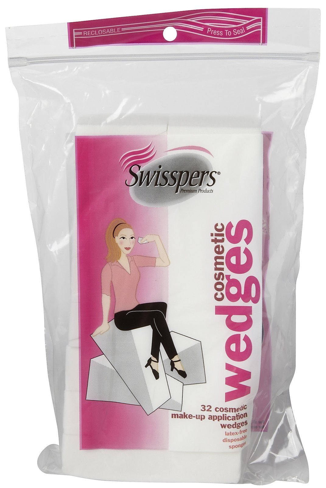 Swisspers Premium Cosmetic Wedges, 32 Count