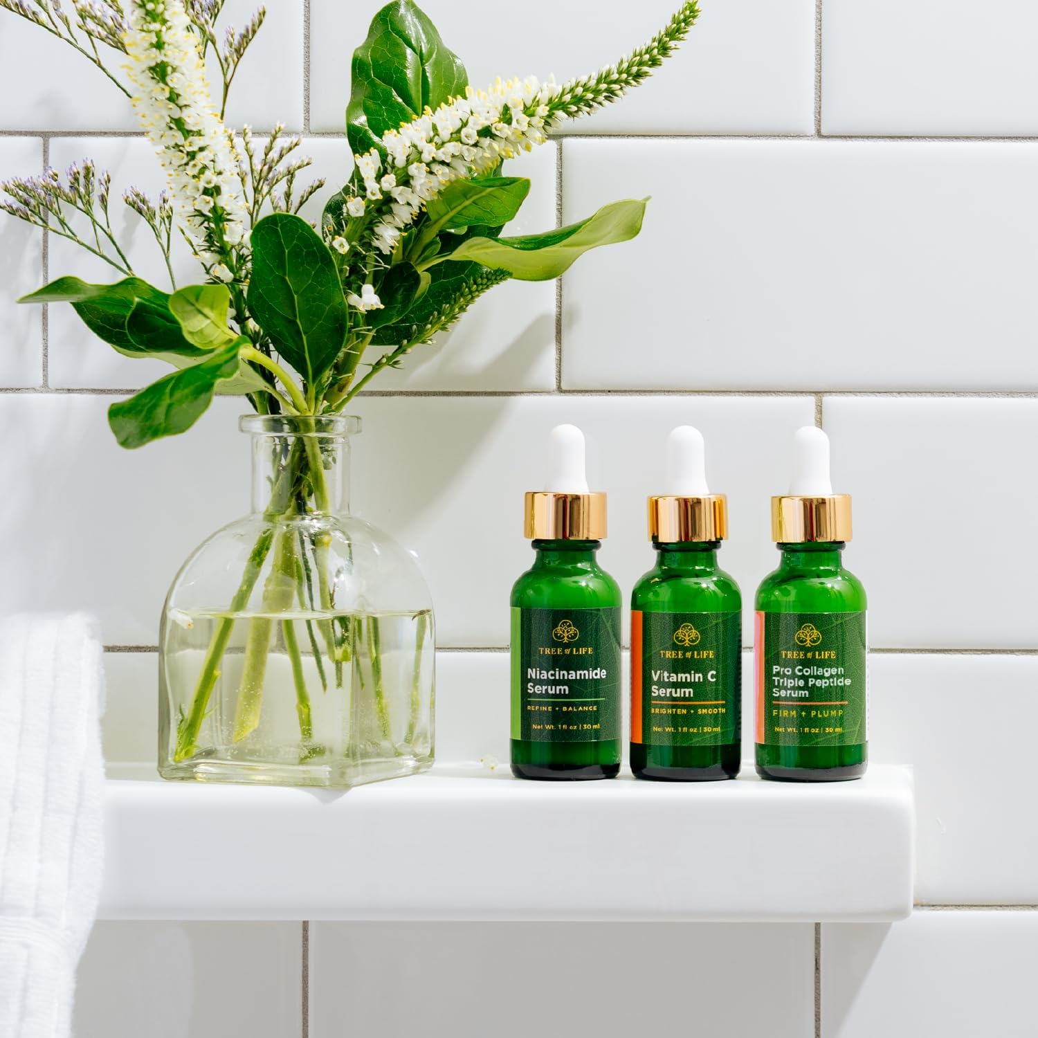Tree of Life Beauty Skin Care Set, Brightening, Firming, Dry Face, Dermatologist Tested - Complete Hydration Trio, Vitamin C Ser