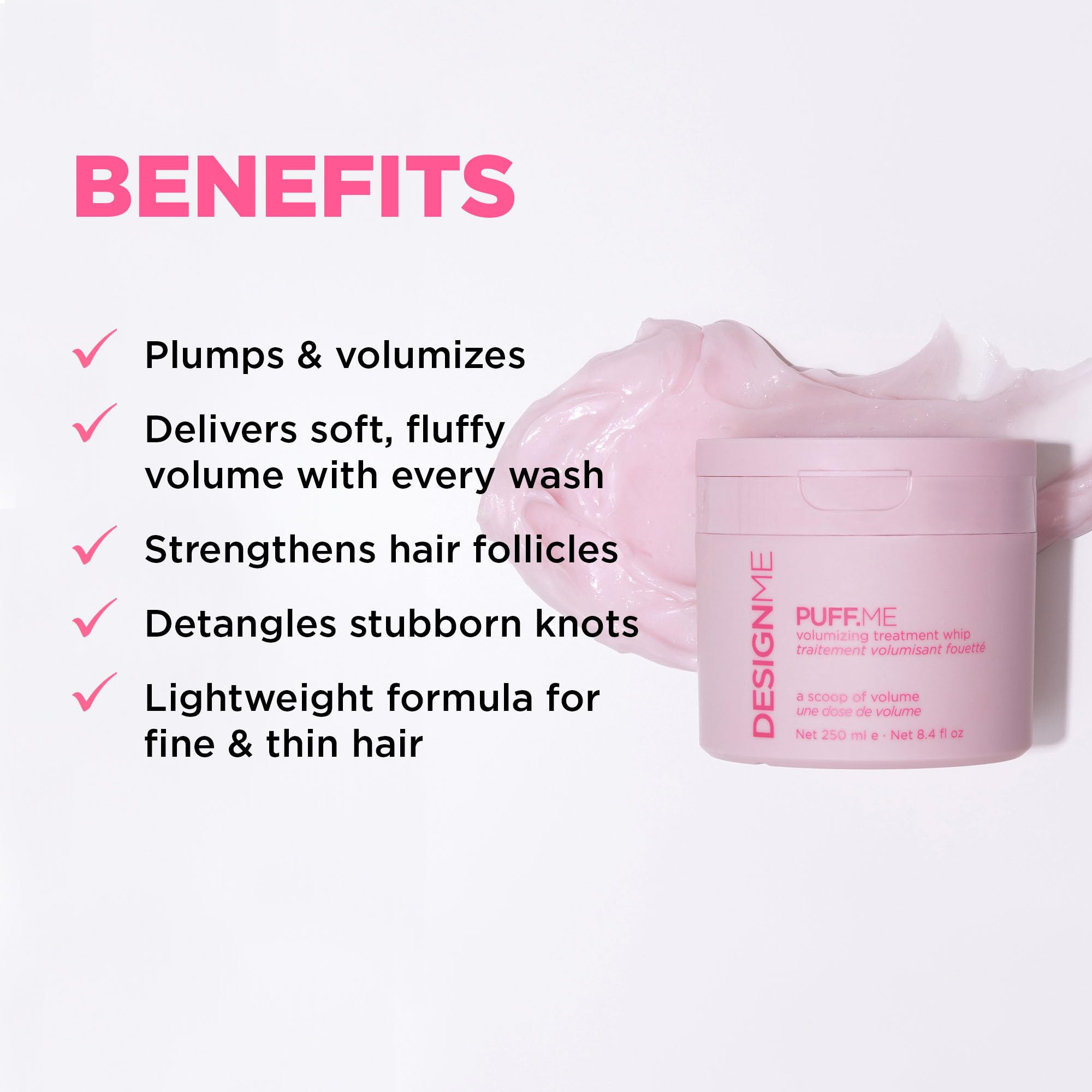 Puff.Me Volumizing Treatment Whip By Designme | Lightweight Hair Volumizer Mask With Hyaluronic Acid For Fine & Medium Hair | Ad
