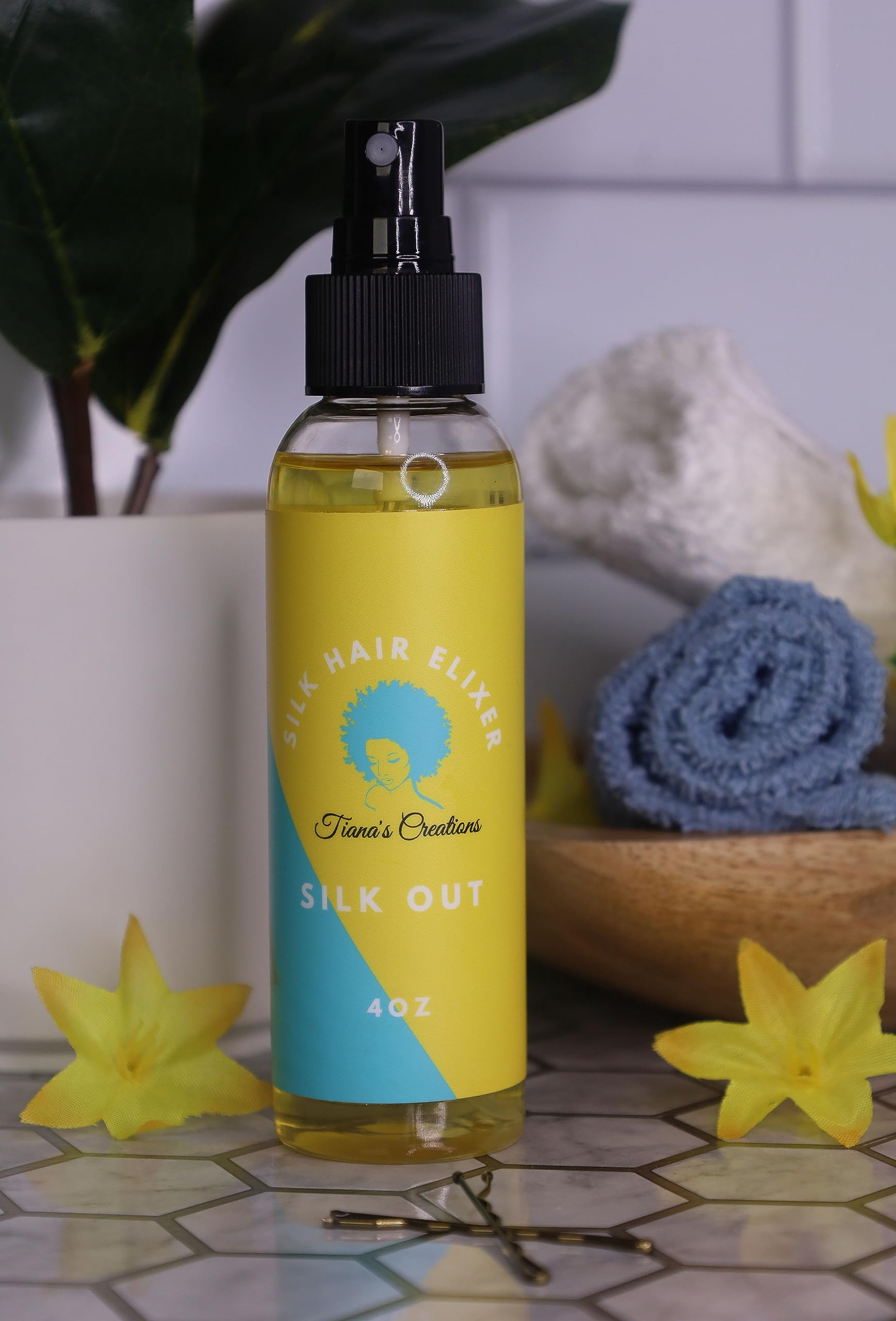 TIANAS CREATIONS Silk Elixir with Grapeseed & Sunflower  Heat Protector, Silk Press, Frizz & Split End Reducer, Hair Gloss for