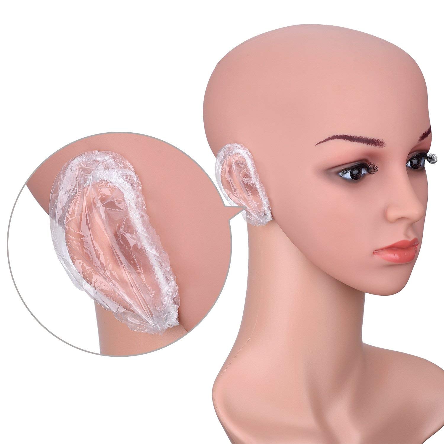 100 Pack Clear Disposable Ear Protectors Waterproof Ear Covers For Hair Dye, Shower, Bathing