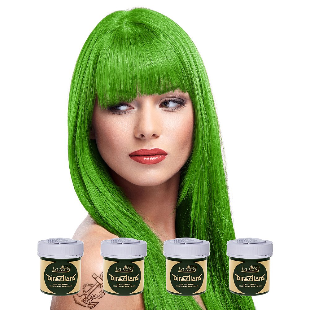 4 X La Riche Directions Semi-Permanent Hair color 88ml Tubs - Spring green