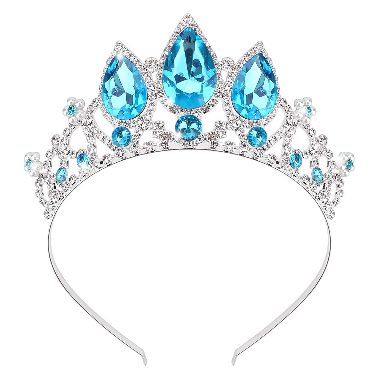 COCIDE Frozen Elsa Tiara for Women Birthday Crown Halloween Costume Blue Crystal Headband Tiara Princess Hair Accessories for We