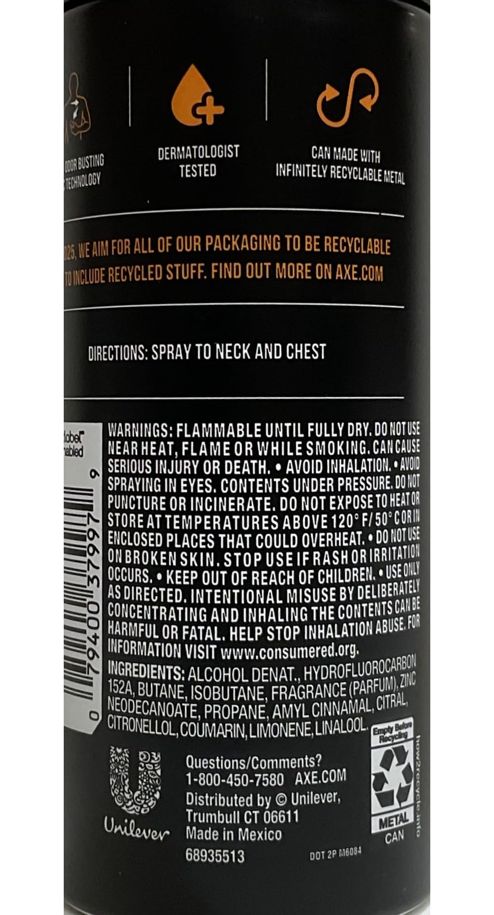 AXE Dark Temptation Deodorant Body Spray, 4 oz (113 g) (Bundle of 6)