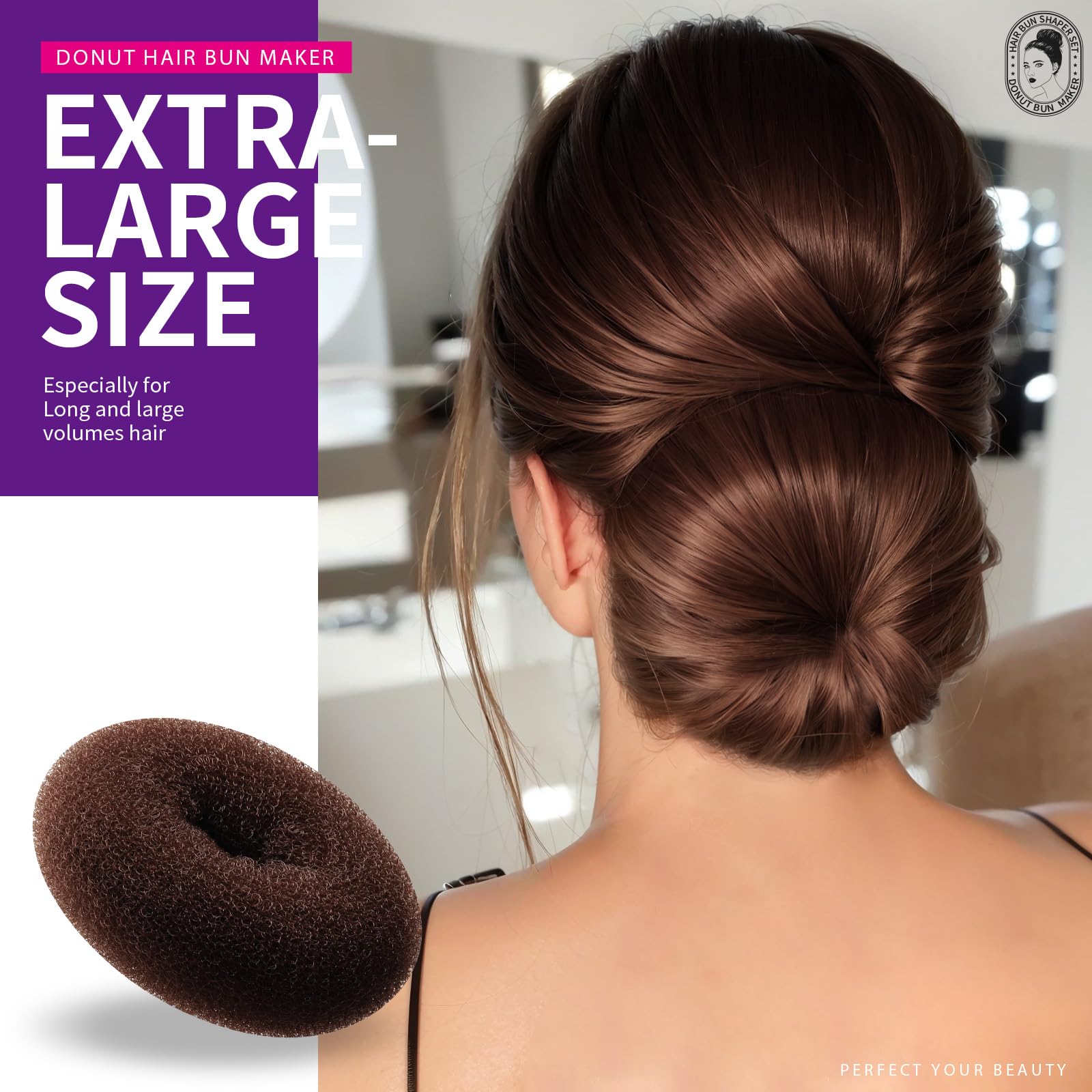 Donut Hair Bun Maker 7 Pieces, Teenitor Ring Style Bun Maker Set With (1 Extra-Large, 2 Large, 2 Medium And 2 Small), 5 Pieces H