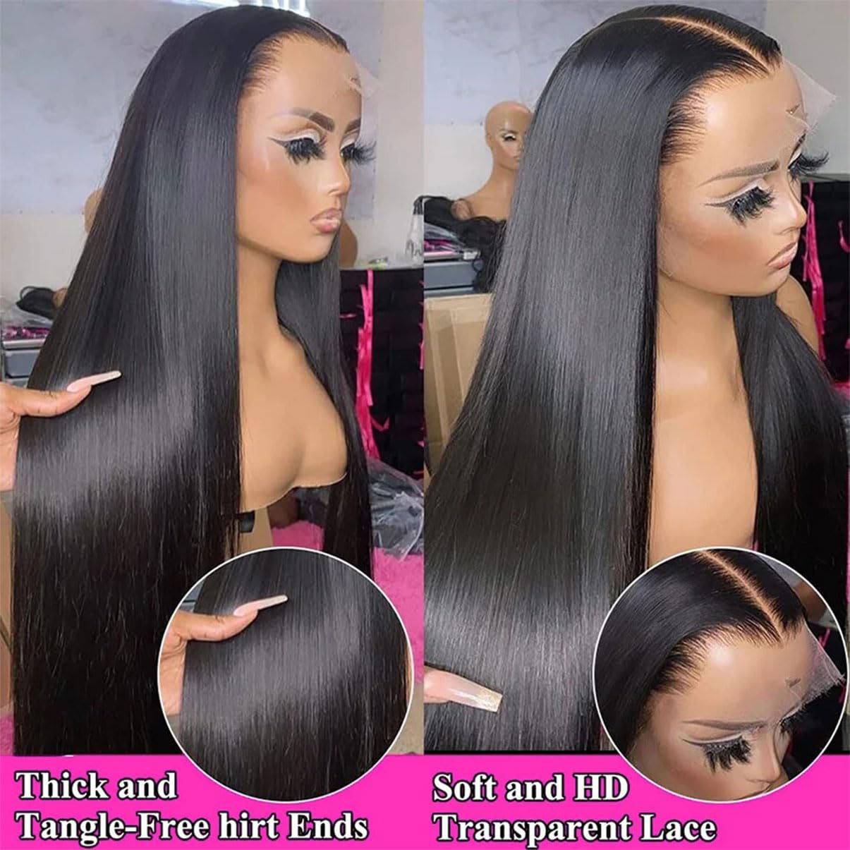 Acquet 13X4 Lace Front Wigs Human Hair 180 Density Straight Hd Lace Frontal Wigs Human Hair Pre Plucked With Baby Hair Glueless