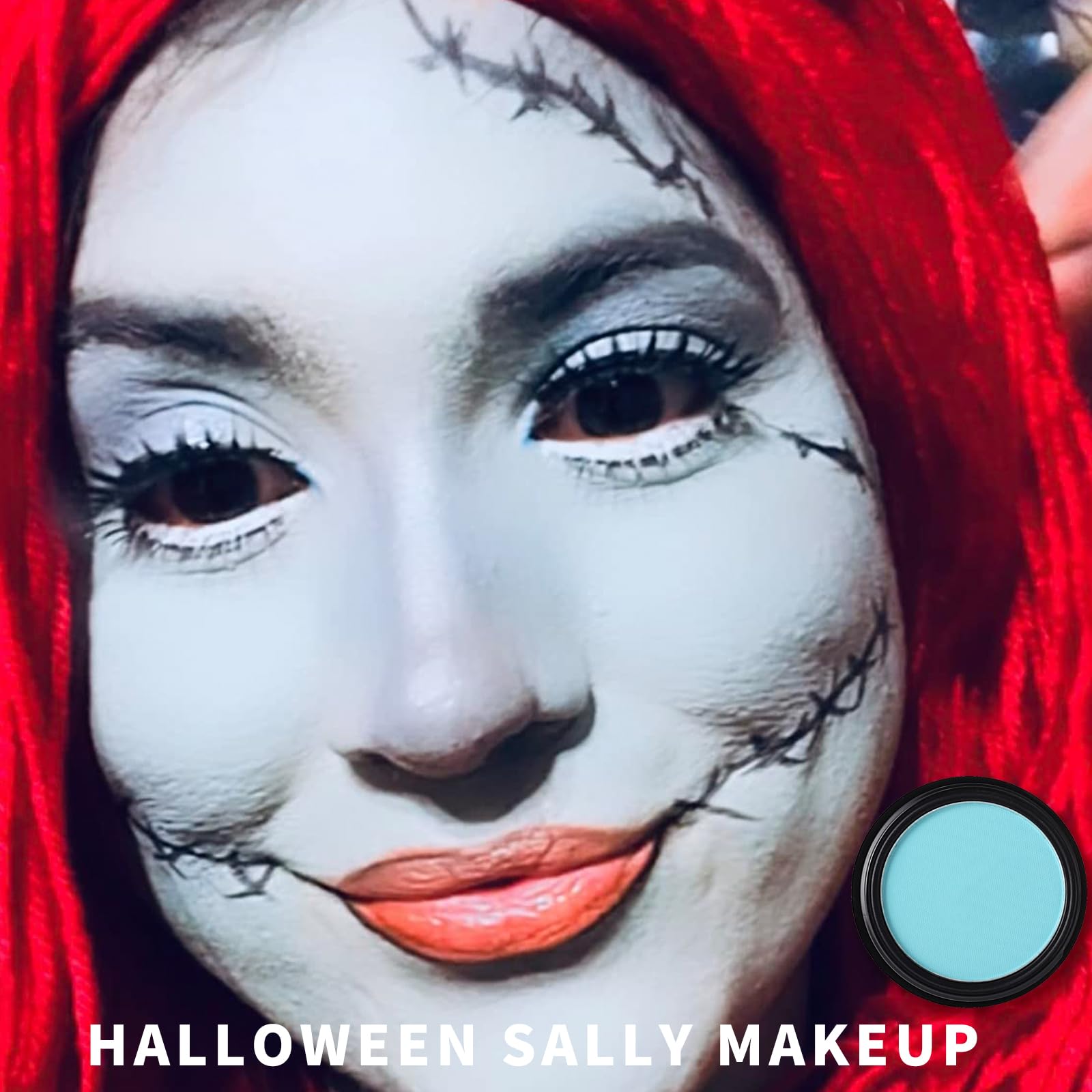 Meicoly Light Blue Single Eyeshadow,Bold Turquoise Pressed Powder Matte Eye Shadow,Turquoise Blue Shade For Halloween Smurf Corp