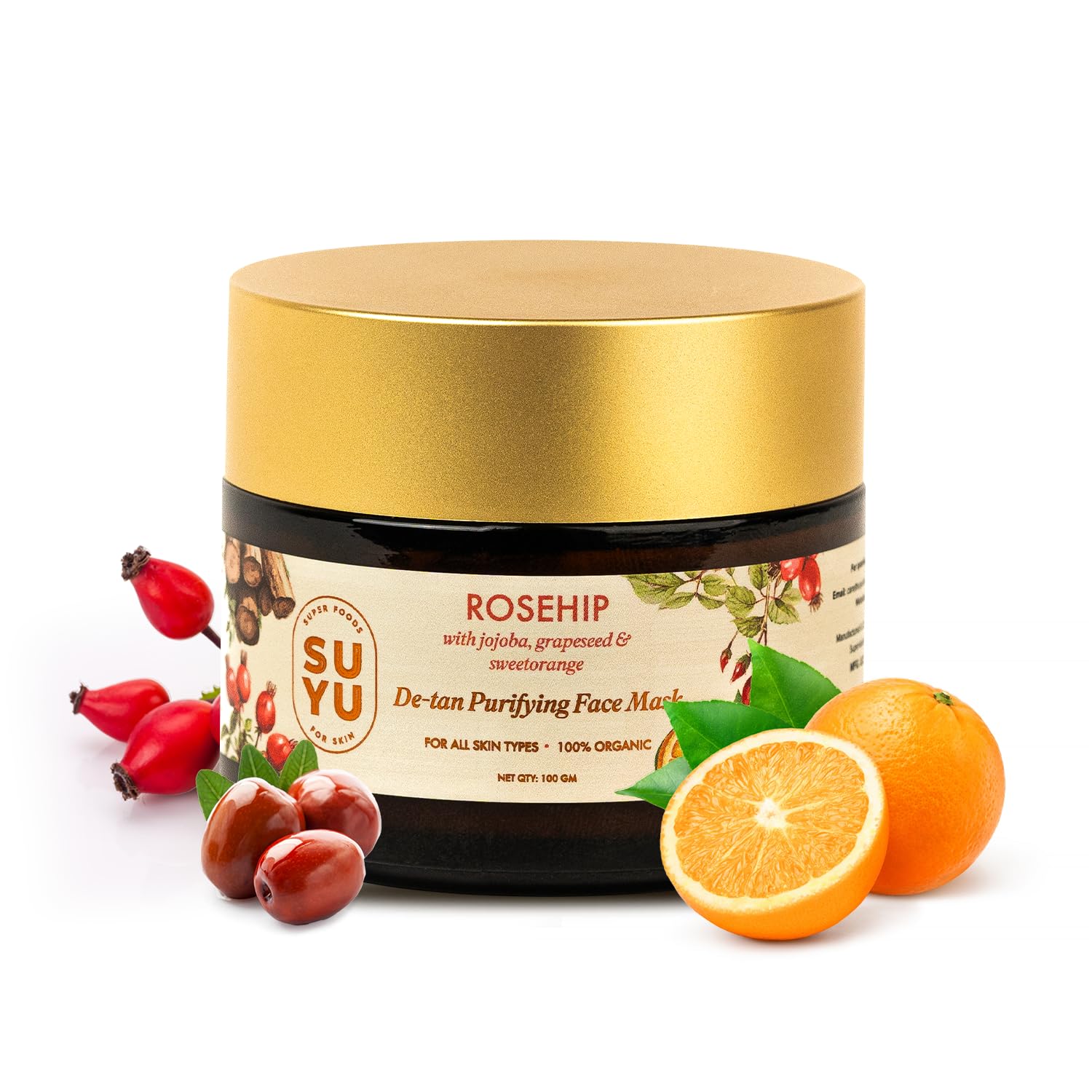 Suyu DeTan Purifying Face Mask With Gentle Exfoliation  100 Gm | Organic Face Mask With Jojoba And Grapeseed To Brighten Skin 