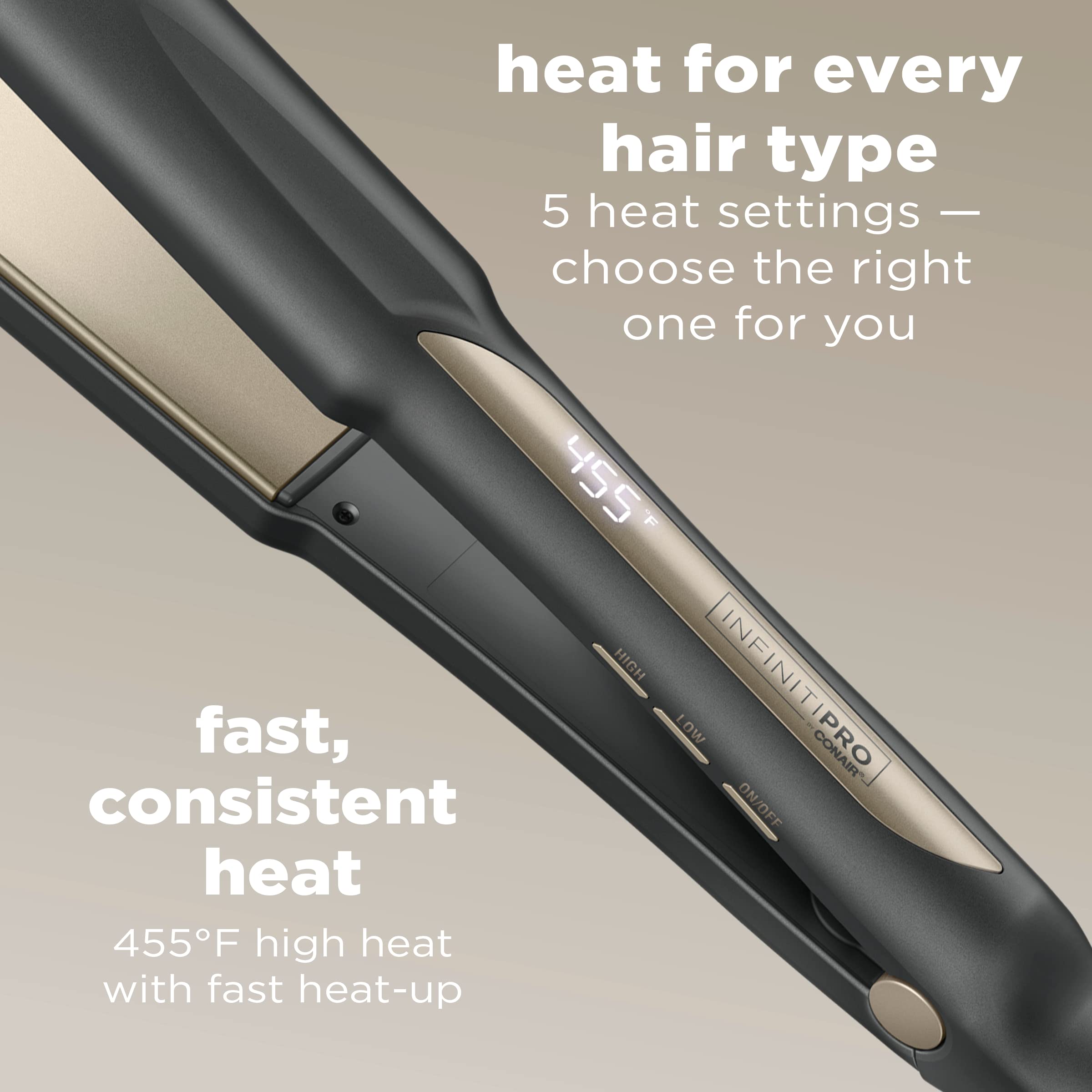INFINITIPRO BY CONAIR Tourmaline Ceramic Flat Iron, 1 1/4-inch Digital Hair Straightener