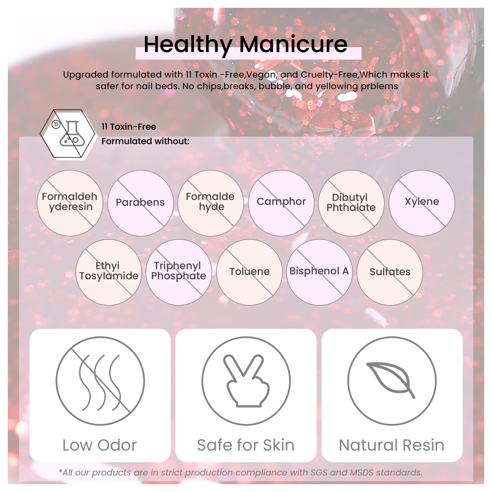 Maychao Glitter Gel Nail Polish, 15Ml Fiery Red Glitter Gel Nail Polish, Soak Off Uv Led Nail Gel Polish Nail Art Starter Manicu