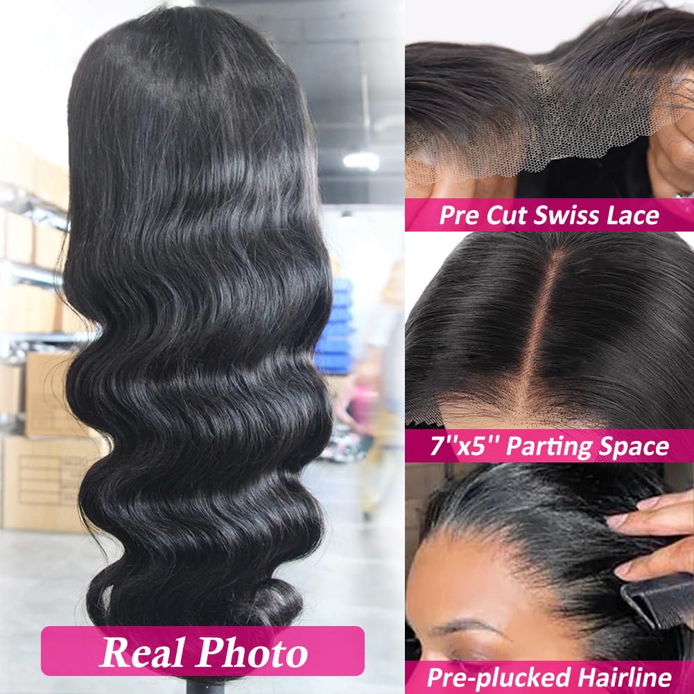 Flady Glueless Wigs Human Hair Pre Plucked Pre Cut Body Wave Hd Lace Front Wigs Human Hair 200 Density 7X5 Ready To Go Hd Lace F