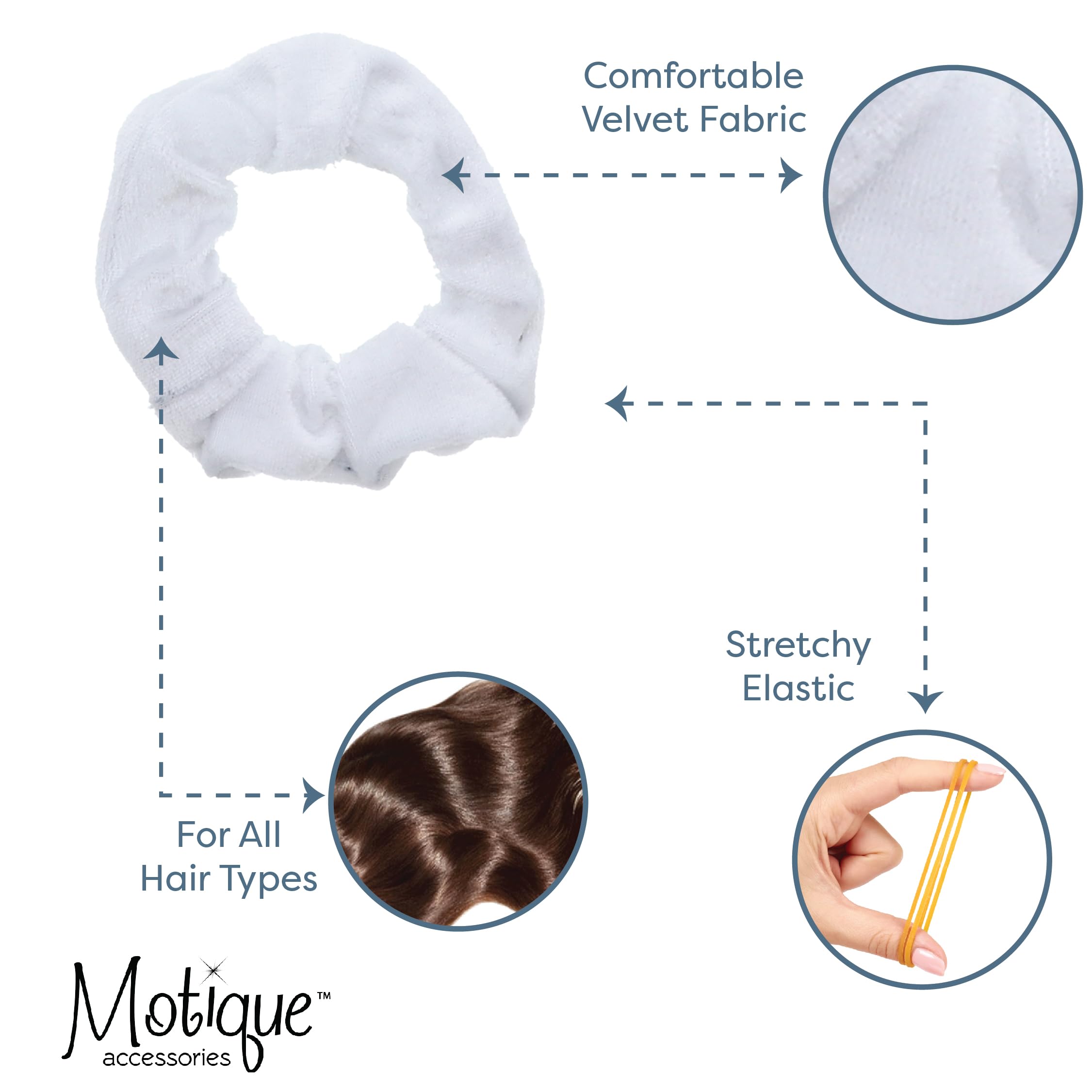 Velvet Solid Scrunchies - Set Of 2-White