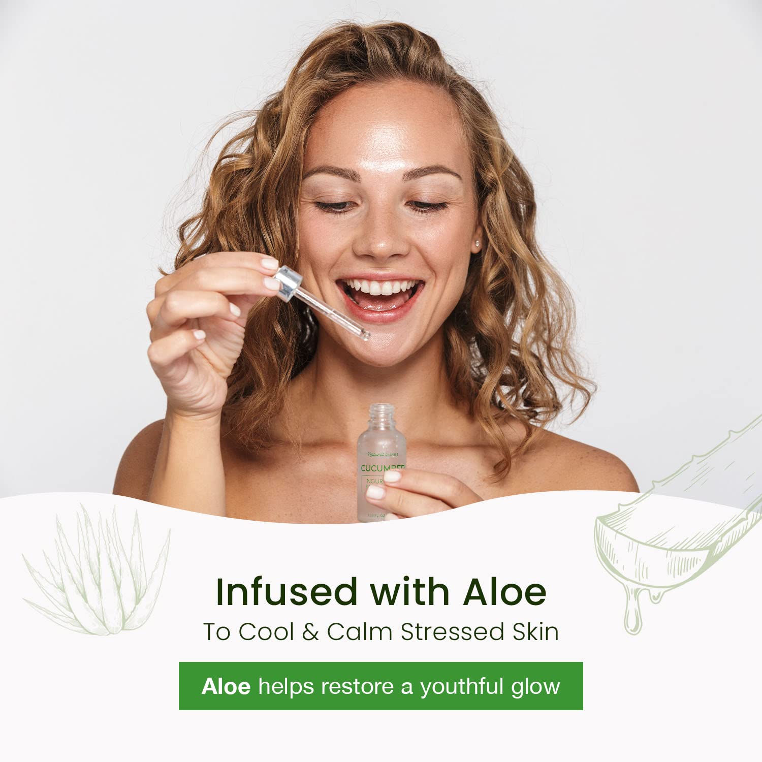 Natural Chemist Cucumber & Aloe Face Serum - Dermatologist Tested - Reduces Redness, Hydrates & Moisturizes Dry Skin, Soothing F