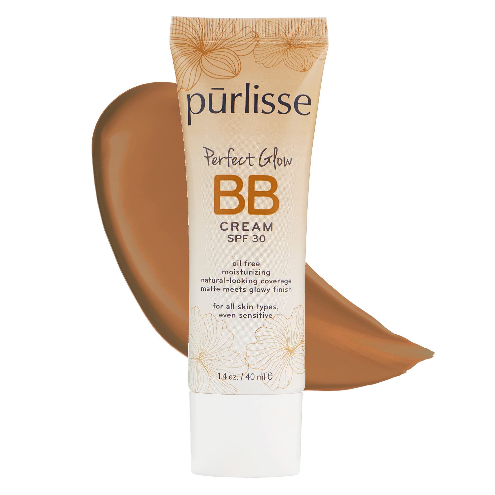 Purlisse Perfect Glow BB Cream with SPF 30 - Matte Meets Dewy Finish - Enriched with Goji & Hawthorn Berry to Help Improve Skin 