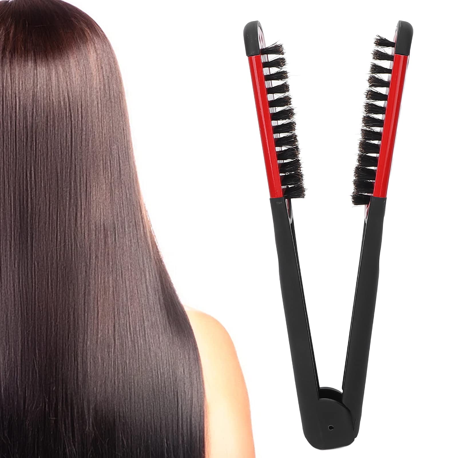Clamp Double Sided Brush Hair Hair Brush Straightener Styling Tool for Women Men Hairdressing Comb Double Brushes[red]