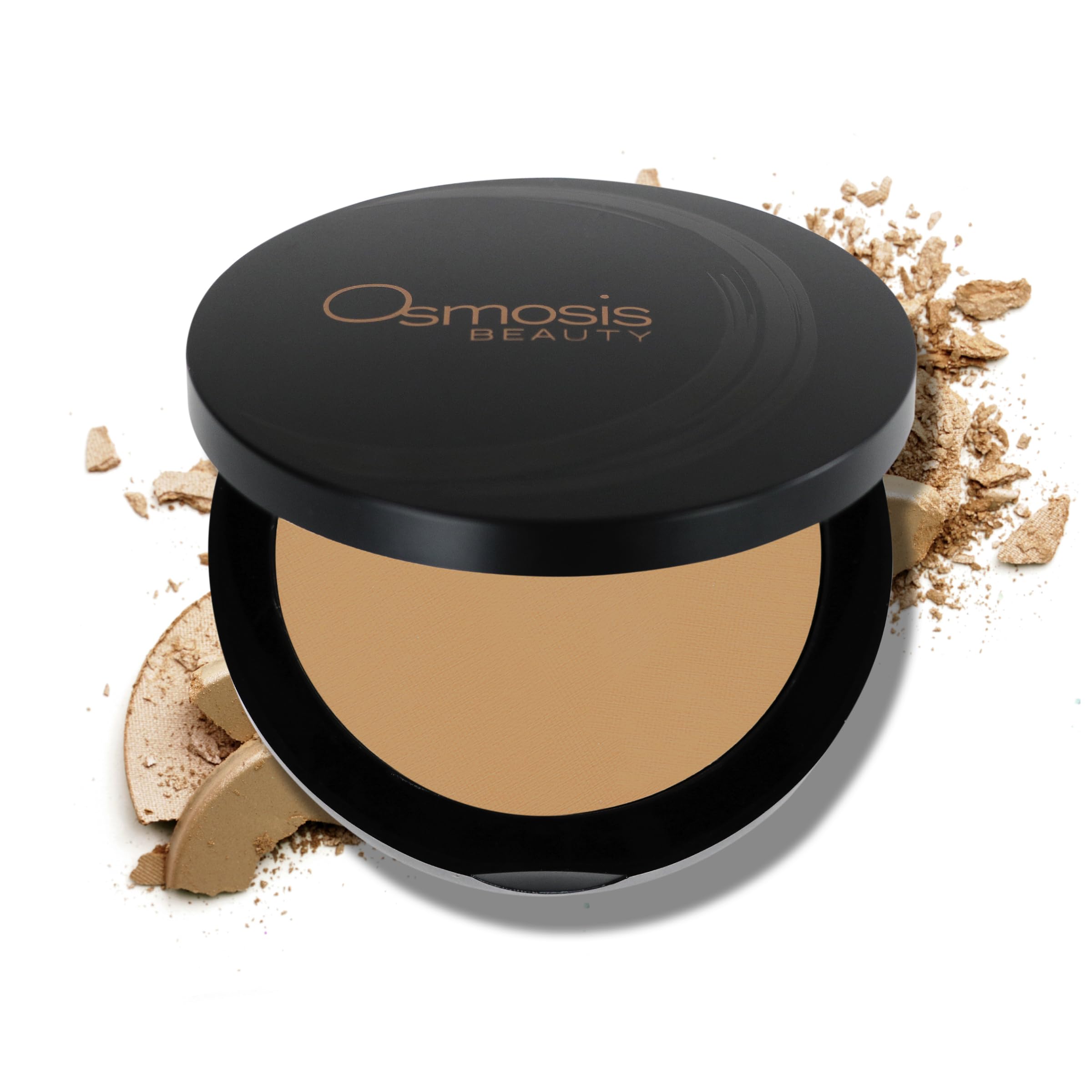 Osmosis Mineral Pressed Base Foundation, Lightweight Powder Makeup, Medium To Full Coverage, Matte Finish, 8 Shades, Golden Dark