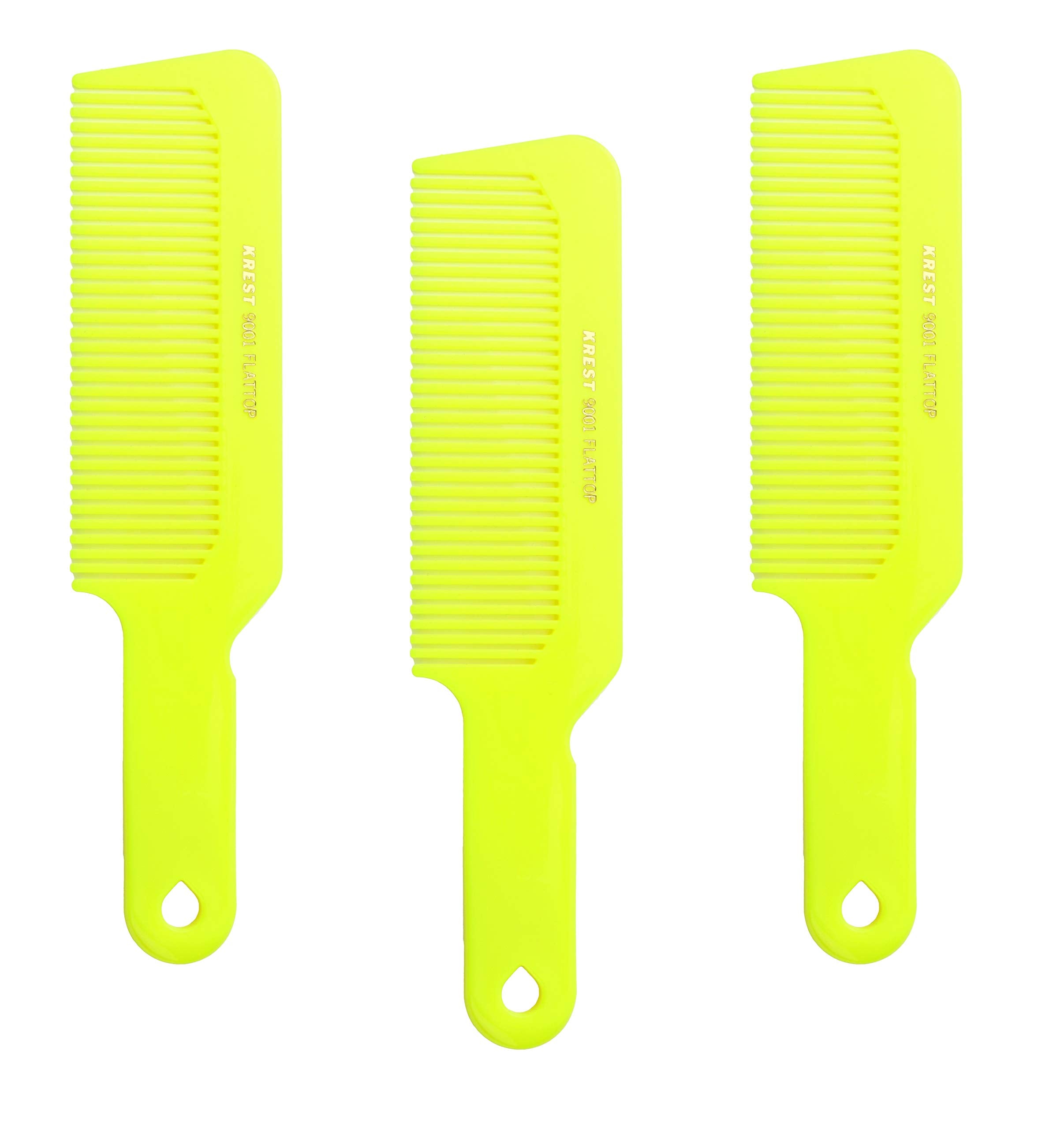 Hair Comb 8-3/4 Flattop Hair Cutting Comb. Barbers Hairdresser Comb. Model 9001. 3 Combs (Neon Yellow)