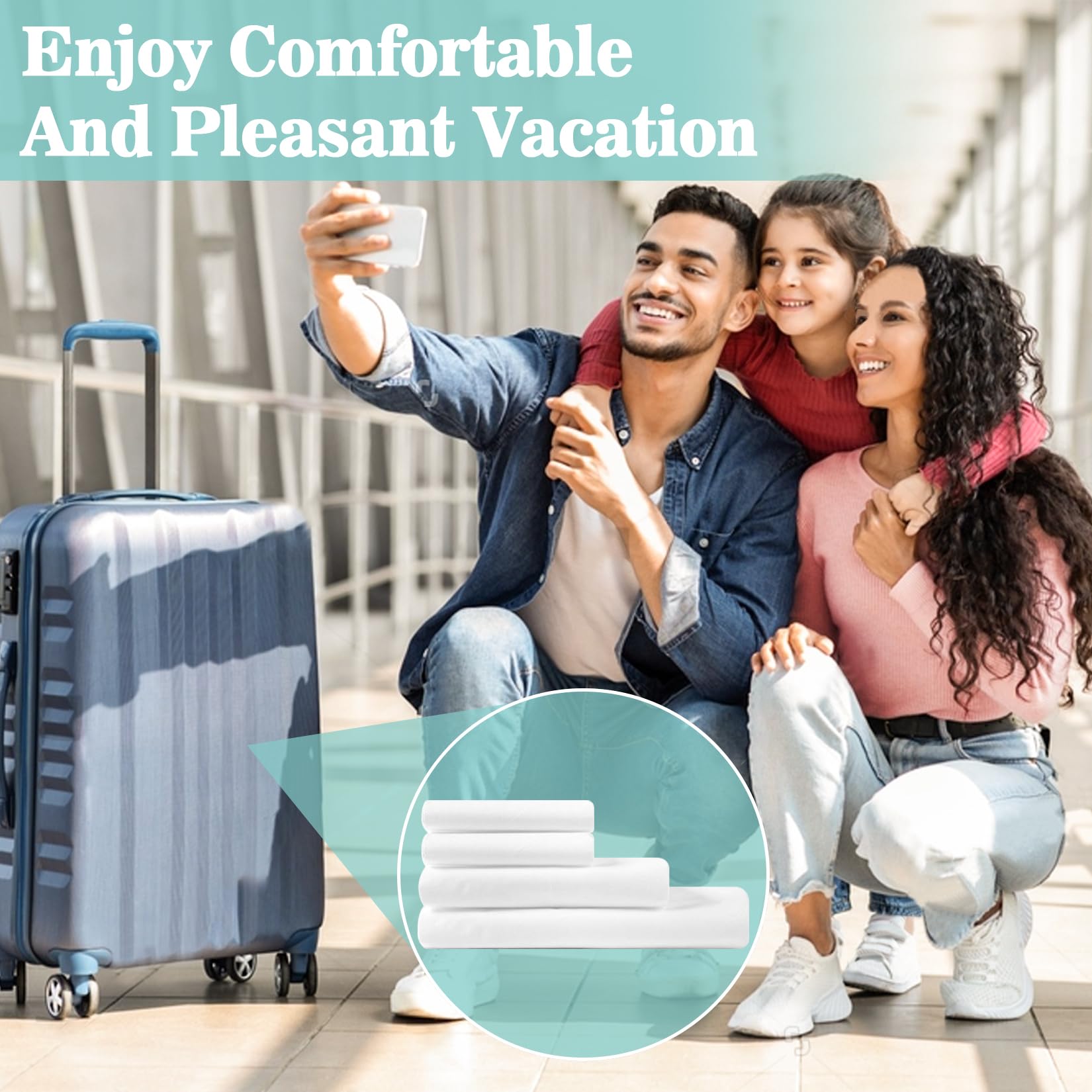 Maqihan Travel Bed Set - 4Pcs Disposable Bedding Set 1Bed Sheet 1Quilt Cover 2Pillowcover Breathable Bed Sheets Portable For Cam