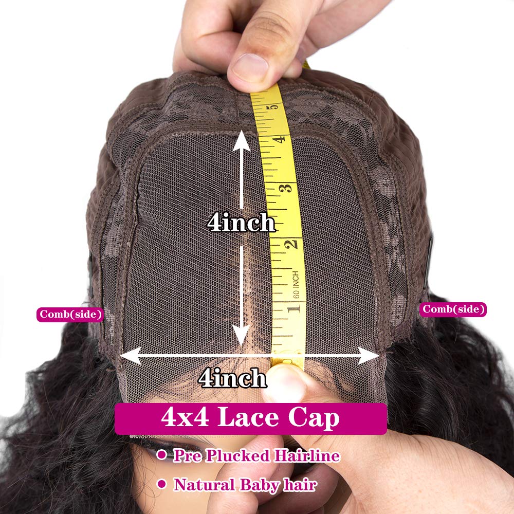 Water Wave 4X4 Lace Frontal Human Hair Wigs Pre Plucked Glueless 180% Density Wet And Wavy Curly Human Hair Lace Closure Wigs Fo