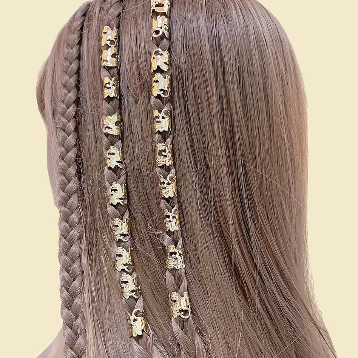 100 Pcs Loc Jewelry For Hair Dreadlock Accessories Hair Jewelry For Braids Adjustable Gold Hair Cuffs Braiding Hair Rings For Wo