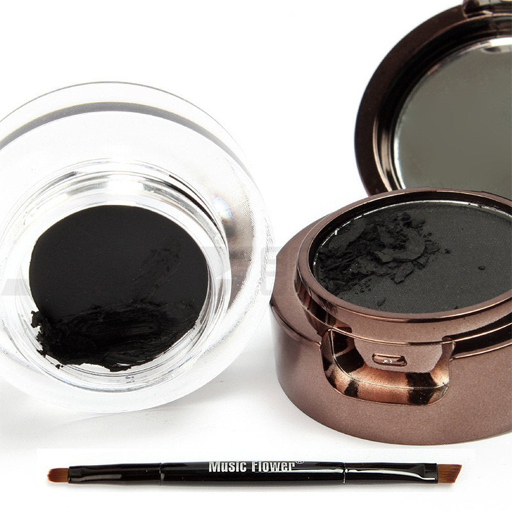 Ucanbe 4 In 1 Black Brown Eyeliner Gel And Eyebrow Powder Makup Set Professional Water-Proof Long Lasting Eye Liner Brow Kit Wit