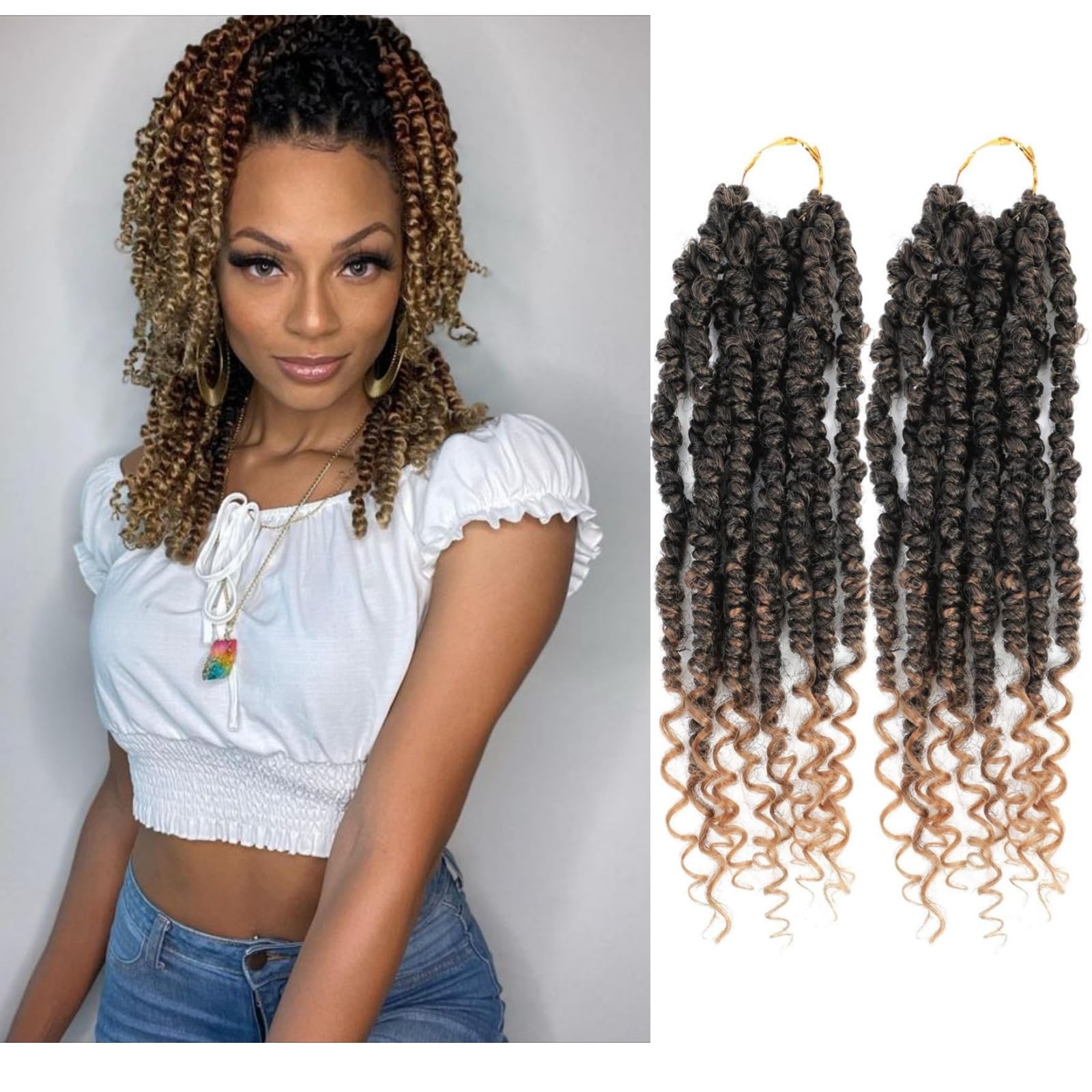 Passion Twist Crochet Hair,Passion Twist Hair 12 Inch,2 Packs Pretwisted Passion Twist Hair,Short Passion Twist Crochet Braids,P