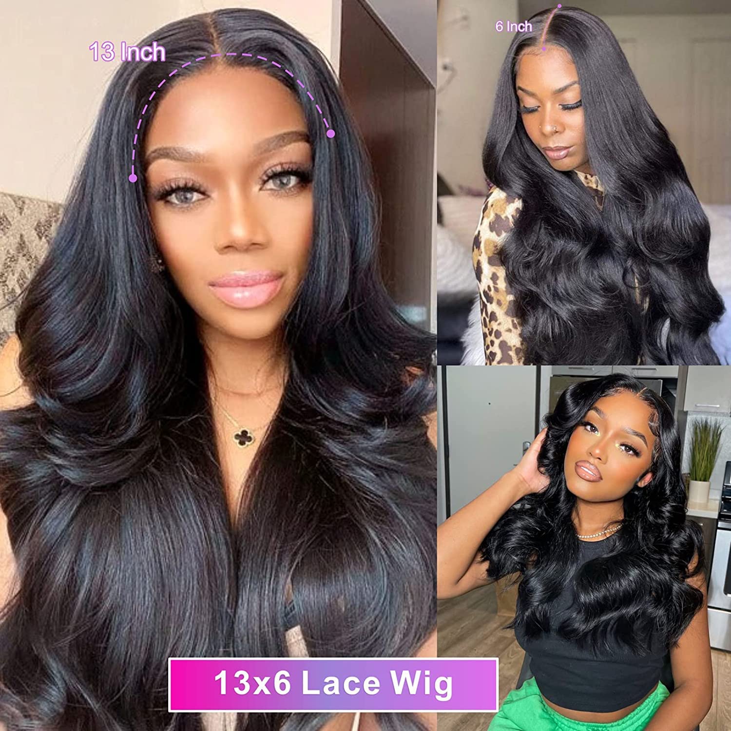 Aicrelery 13x6 Lace Front Wigs Human Hair Wigs for Women 13x6 HD Lace Frontal 180 Density Brazilian Virgin Glueless Wigs Human H