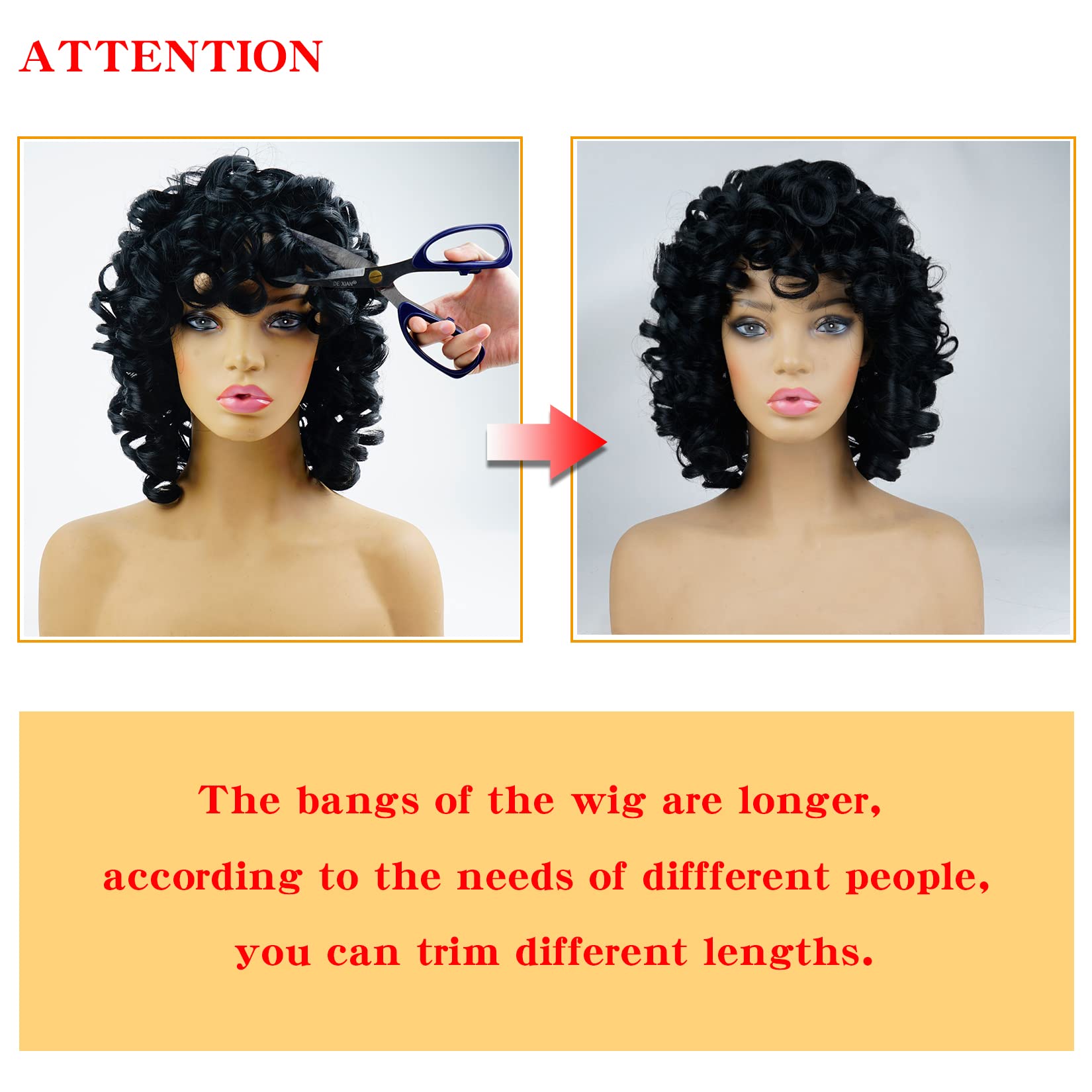 Andromeda Short Curly Wigs For Black Women Soft Mixed Blue Purple Big Curly Wig With Bangs Cute Loose Curly Cosplay Party Daily
