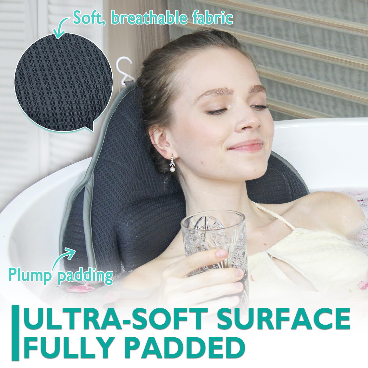 Poemland Luxury Thick Full Body Bath Pillows Mat & Cushion For Bathtub Headrest Neck Shoulder Support Comfort Relaxation Spa Acc