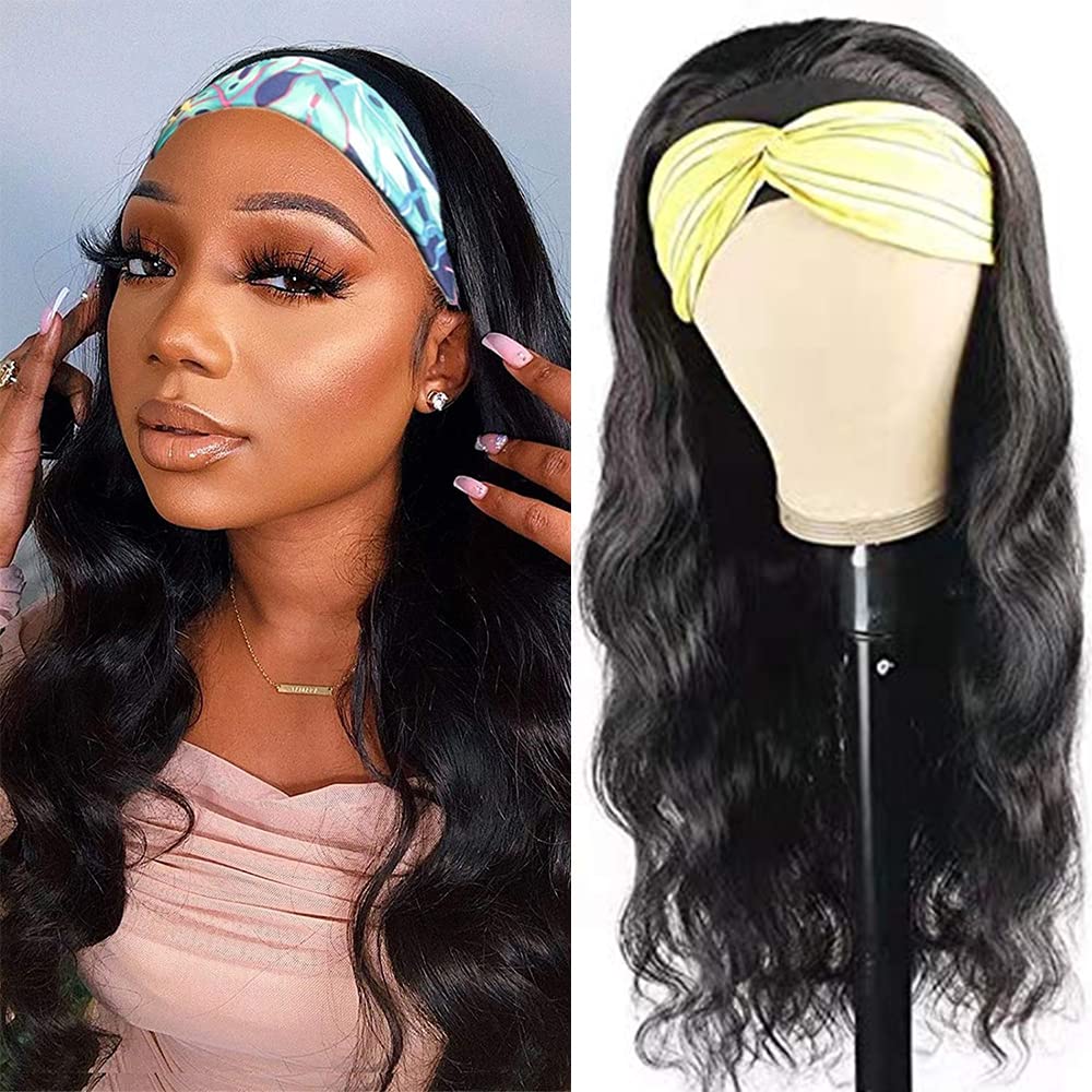 higher Body Wave Headband Human Hair Wig 14 Inch Glueless None Lace Front Wig Brazilian Virgin Hair Wear and Go Wigs for Black W