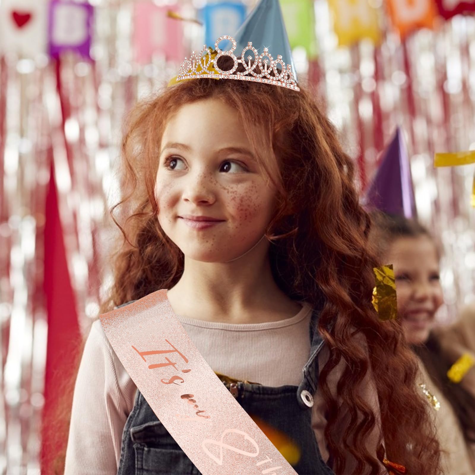 Cieher 8Th Birthday Crown + 8Th Birthday Sash + Pearl Pin Set, 8Th Birthday Gifts For Girls It'S My 8Th Birthday Decorations Wom