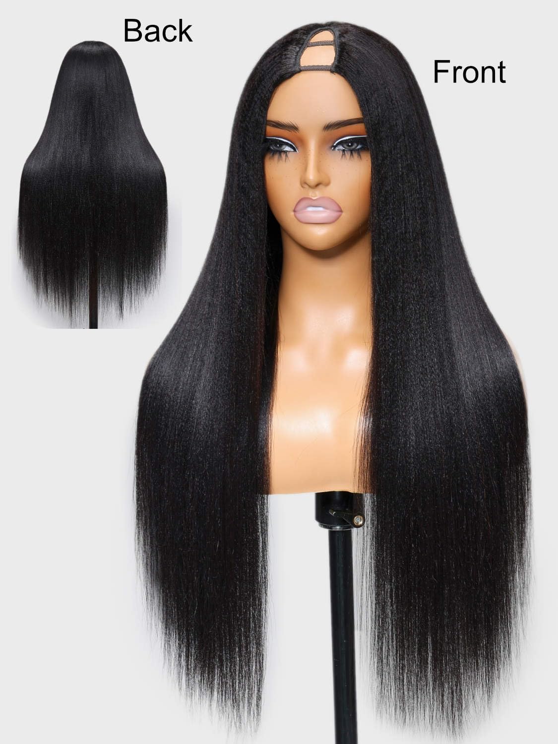Beauty Forever V Part Wig Human Hair Yaki Straight Easicontour Vpart Wigs No Leave Out Glueless Upgraded Kinky U Part Wigs For W