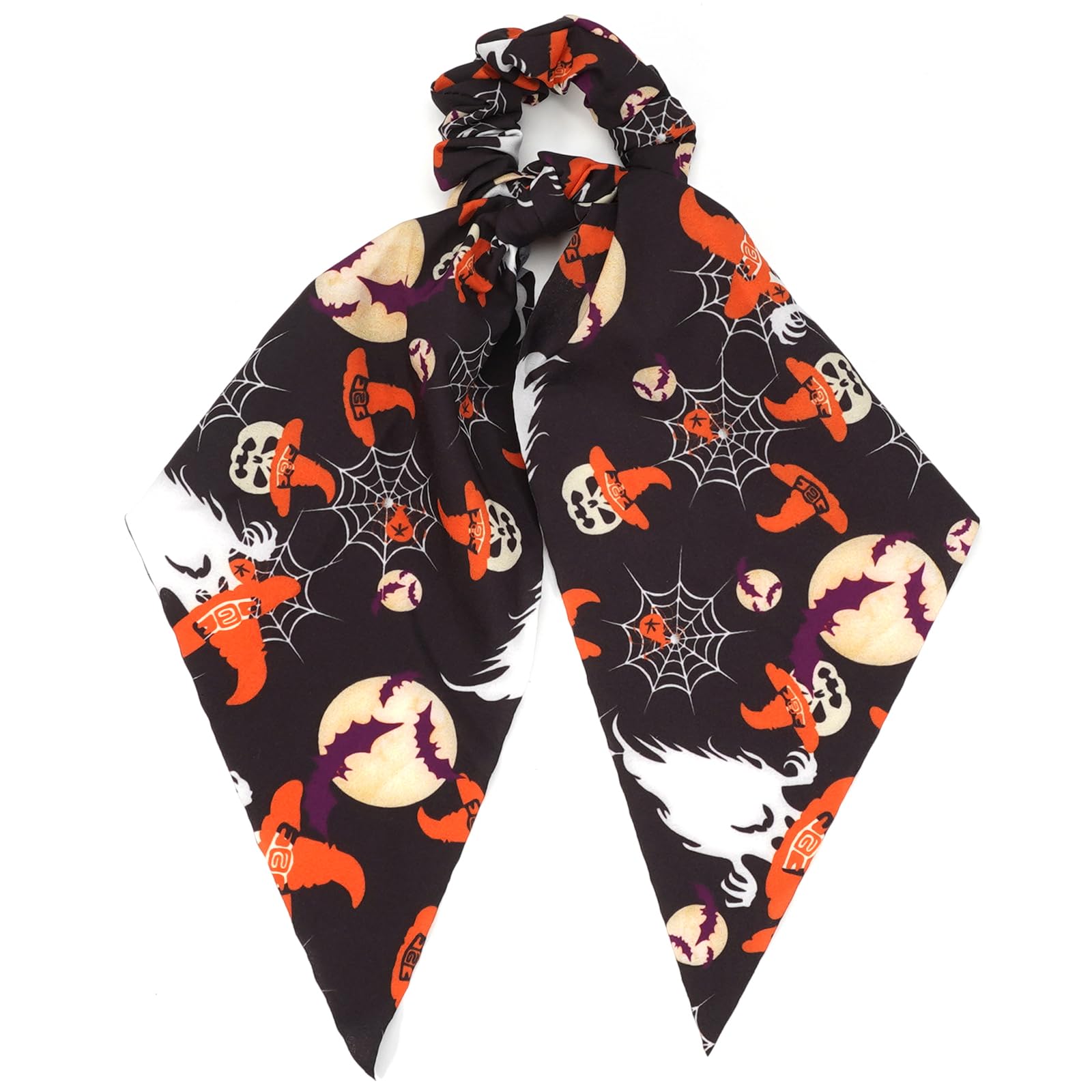 Halloween Hair Ties For Women Girls Spooky Witch Hat Bat Pumpkin Hair Scrunchies Moon Hair Tie Ribbon Hair Bows Halloween Hair A