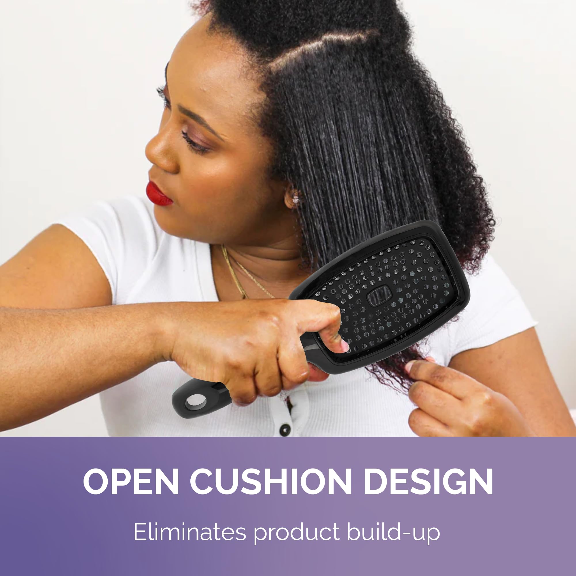 Curl Keeper Flexy Hair Brush, Purple - Detangling Hair Brush With Flexible Bristles For Shower Use, Combing Through Curls & Remo