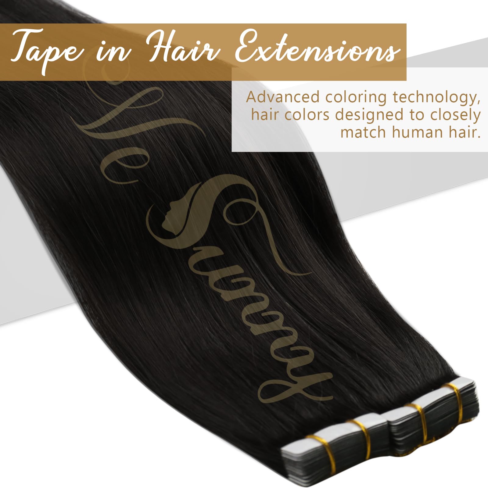 Ve Sunny Long Tape In Hair Extensions Human Hair Brown Tape On Hair Extensions Darkest Brown Tape In Extensions Real Human Hair