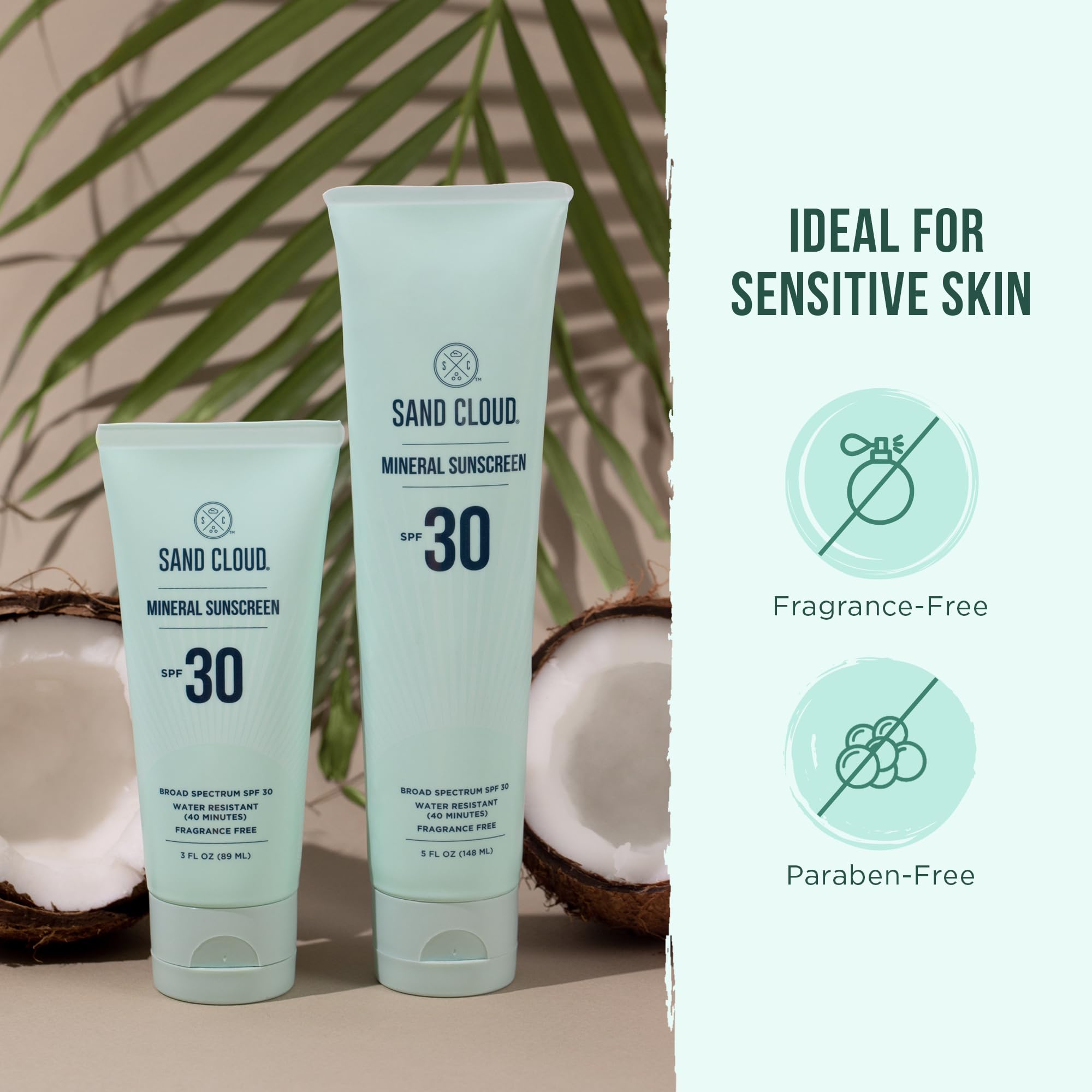 Sand Cloud Broad Spectrum Mineral Sunscreen for Body SPF 30, 3 Oz - Fragrance-Free Body Mineral Sunscreen that Hydrates, Nourish